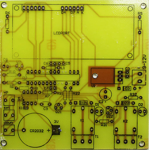 PCB Top کنترل و برنامه ریزی دو رله با زمان یا دما